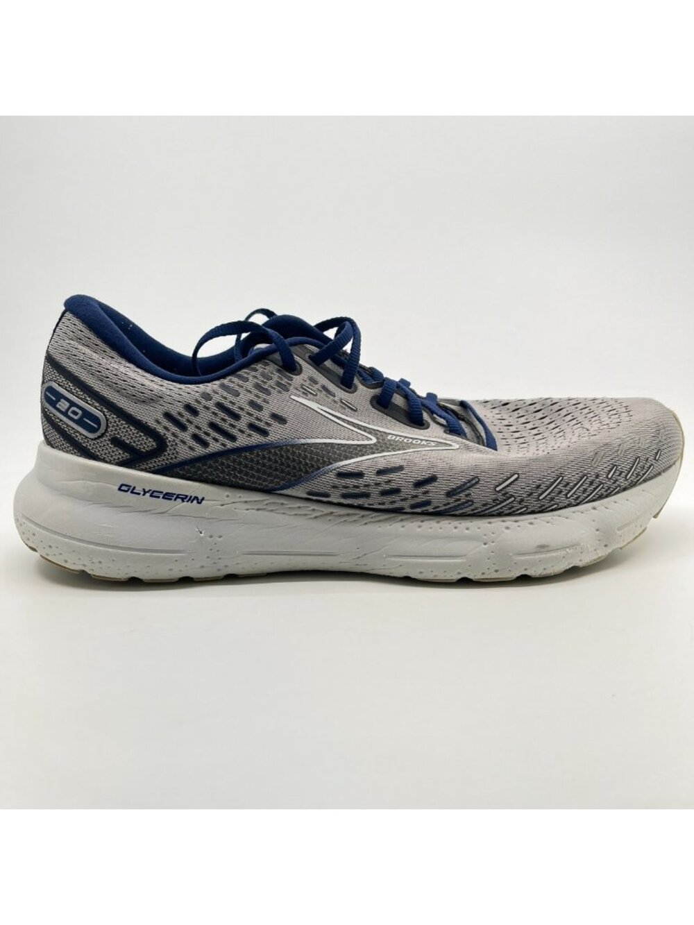 Brooks Glycerin 20 Men Size 11.5 Gray Blue White Athletic Running Shoes Sneakers
